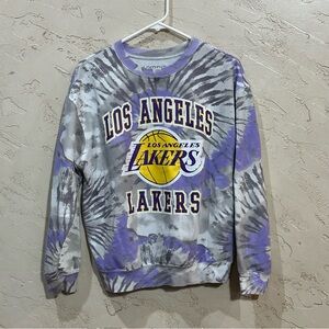 Hybrid Apparel Los Angeles Lakers Purple Tie-Dye Crewneck Sweatshirt size Medium